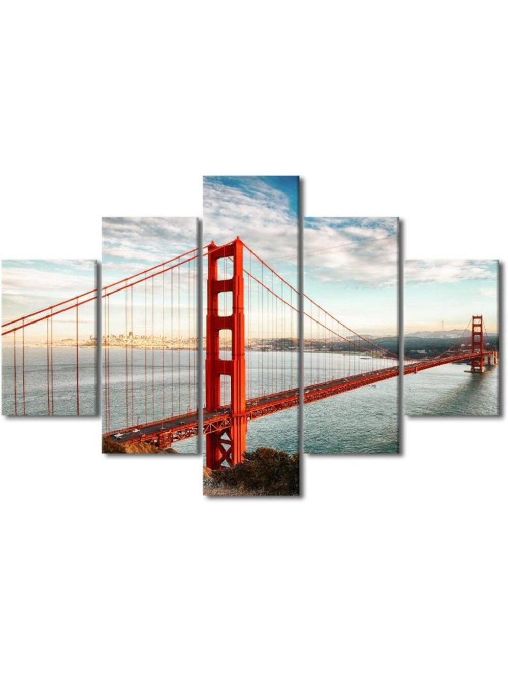 San Francisco Cityscape Wall Art - Golden Gate Bridge Sunset Canvas Print